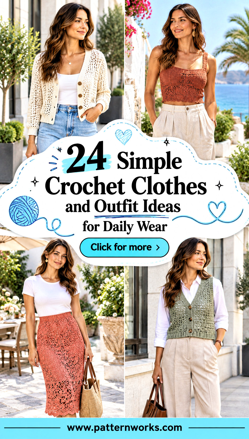 24 Simple Crochet Clothes and Outfit Ideas for Daily Wear